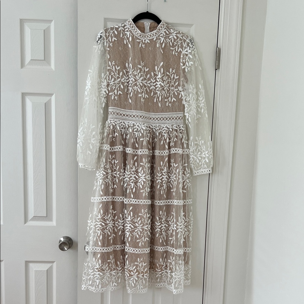 Ivy City Co Sicily Champagne Lace Maxi Dress